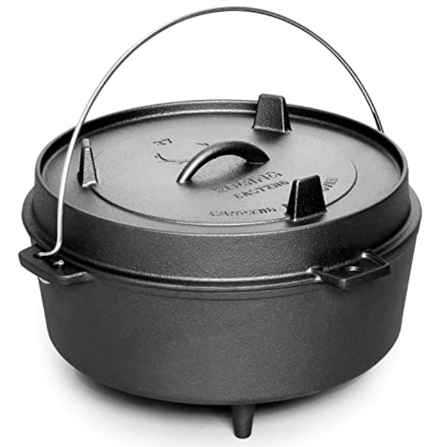 Camp Dutch Oven Cast - Panci Besi Cor Berlapis Bumbu dengan