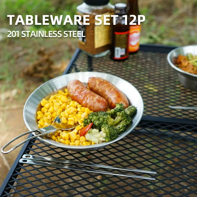 12PCS Set Peralatan Makan Port - Camping Cooking Dining Set ulasan dan harga