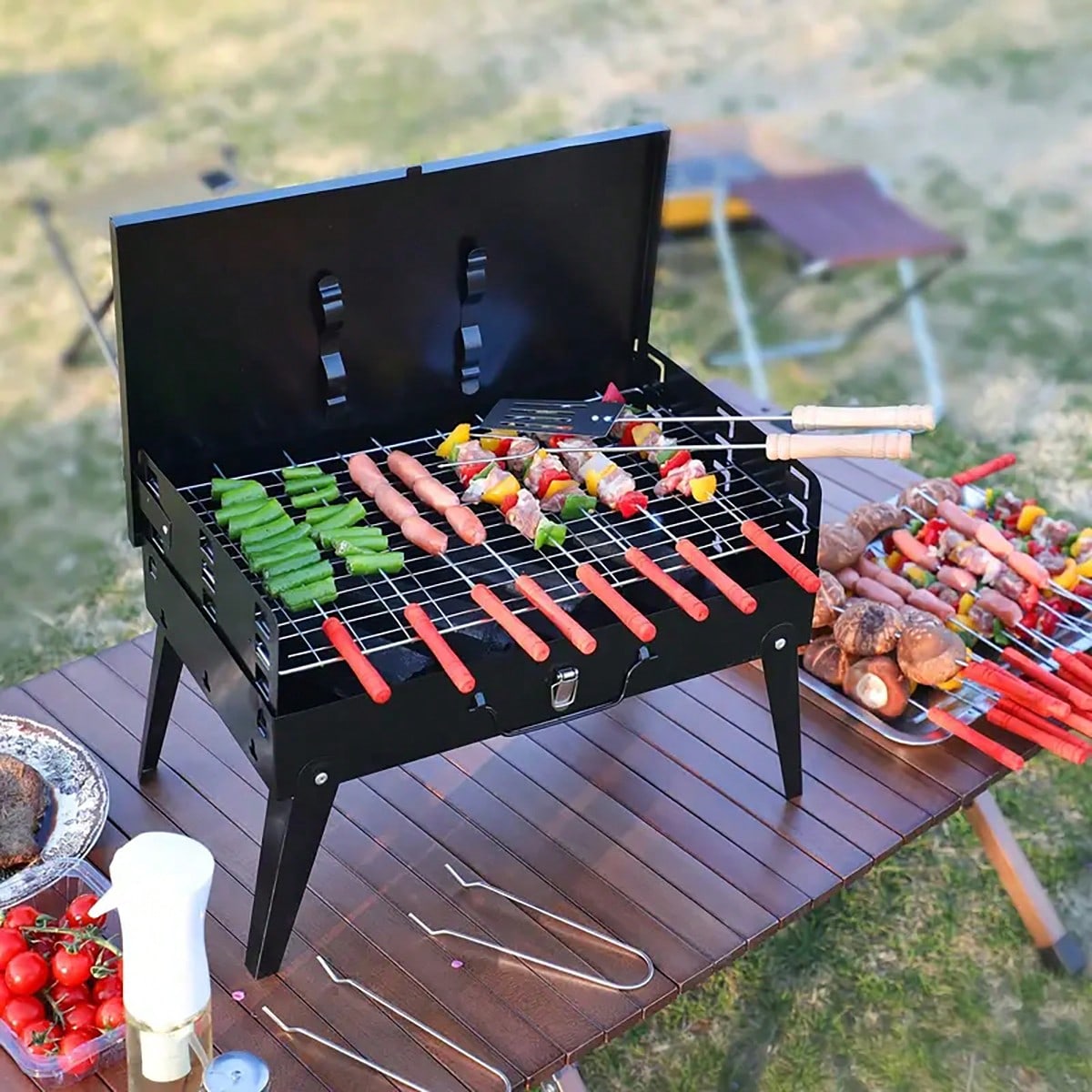 1 buah Pemanggang Arang Portab - Camping Hiking Cooking ulasan dan harga